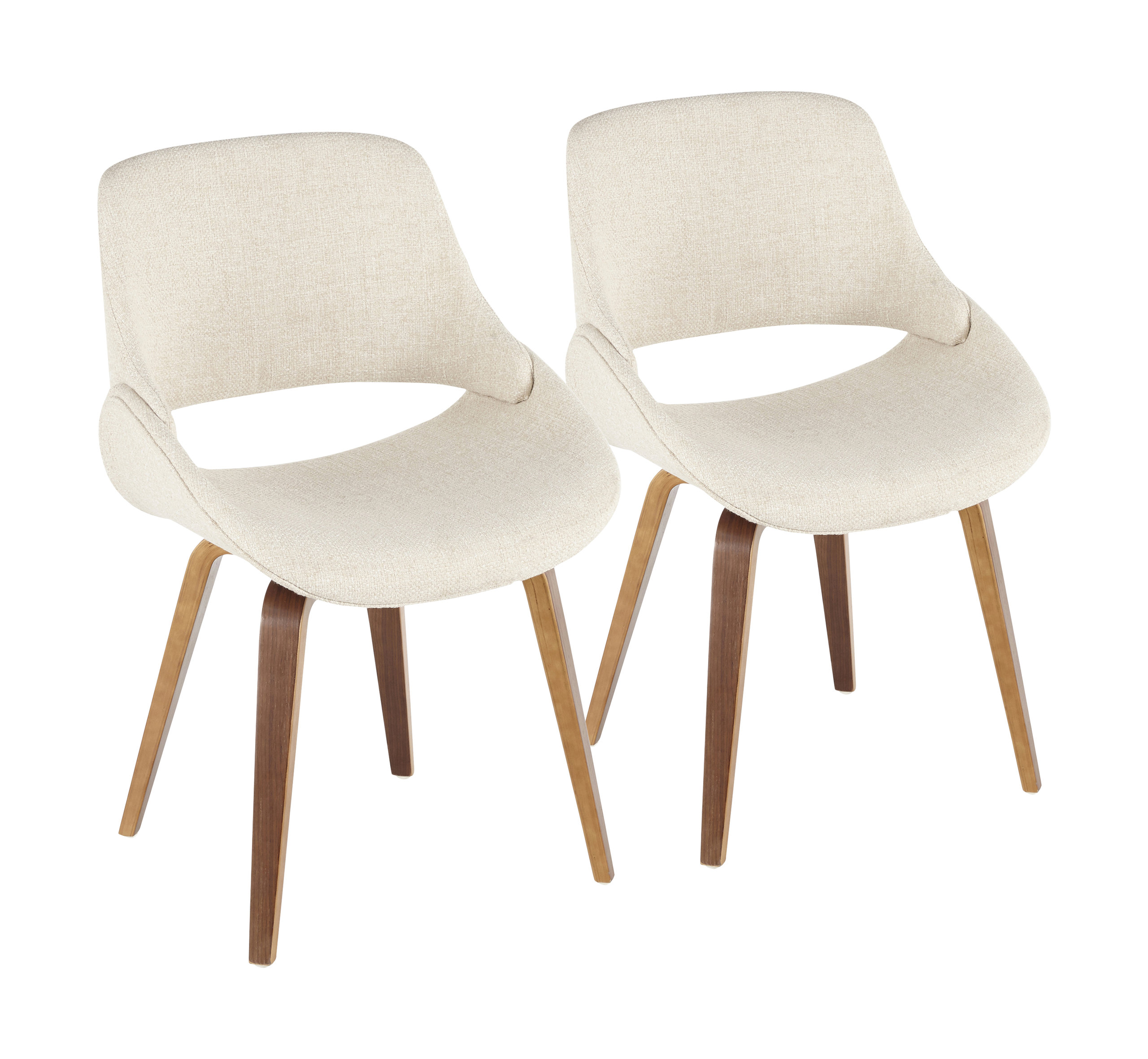 LumiSource Accent Chair, Walnut and Blue Noise, Set of 2, Walnut, Cream