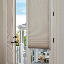Transitional Off-White Patio Custom Window Honeycomb Shades by Hunter Douglas - Cellular Shades