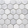 Non Slip Shower Floor Tile Carrara White Marble 2" Hexagon Tumbled, 1 sheet