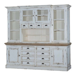 Leeds Recycled Teak and Distressed Wood 12 Drawer China Hutch Cabinet - China Cabinets And Hutches