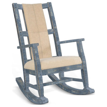 Sunny Designs Marina Mahogany Rocking Chair with Cushion Seat & Back in Blue