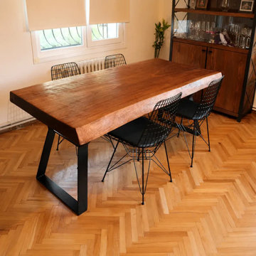 Atlantis Solid Iroko Wood Slab Dining Table