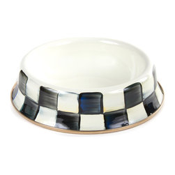 Courtly Check Enamel Cat Dish | MacKenzie-Childs - Pet Bowls And Feeding