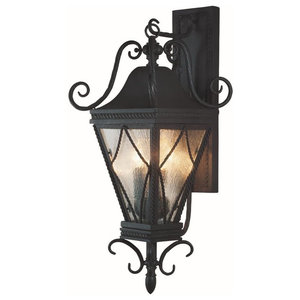 Maxim Lighting 40274WGOB Three Light Water Glass Wall Lantern Oriental Bronze