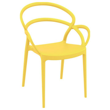 Mila Dining Arm Chair Yellow, Set of 2