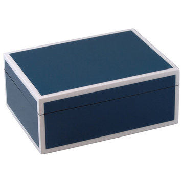 Lacquer Medium Box, Navy Blue, White