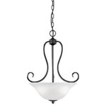 Millennium Lighting - Millennium Lighting 73-BK Main Street - Three Light Pendant - Pendants serve as both an excellent source of illumination and an eye-catching decorative fixture Shade Included: YesMain Street Three Light Pendant Black Faux Alabaster Glass *UL Approved: YES *Energy Star Qualified: n/a  *ADA Certified: n/a  *Number of Lights: Lamp: 3-*Wattage:100w A bulb(s) *Bulb Included:No *Bulb Type:A *Finish Type:Black