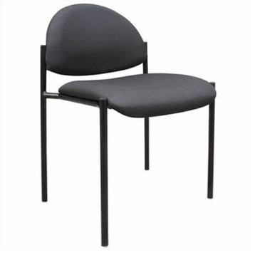 Boss Office Armless Fabric Stacking Chair in Black Caressoft