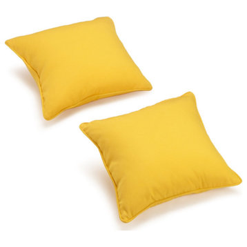 18" Double-Corded Solid Twill Square Throw Pillows, Set of 2, Sunset