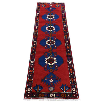 Maroon Red New Persian Hamadan Hand Knotted Pure Wool Runner Rug 2'5" x 9'5"