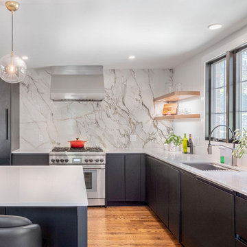 Dramatic Modern Kitchen & Liquor Cabinet in Waban, MA