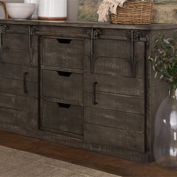 Wyatt Barn Door Console - Charcoal Grey