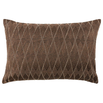 Jaipur Living Milton Dark Brown Geometric Poly Fill Lumbar Pillow 16x24