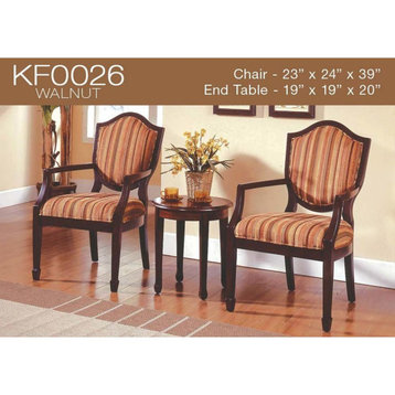 3-Piece Traditional Living Room Accent Chair Set