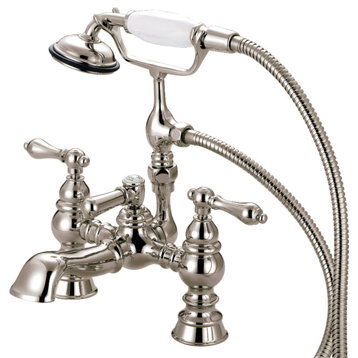 Kingston Brass Deck Mount Tub Faucet With Hand Shower, Brushed Nickel