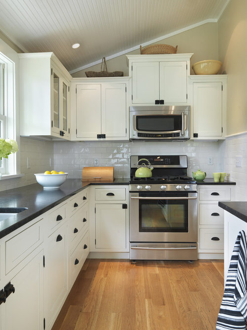 Creatice White Cabinets With Black Countertops In Kitchen with Simple Decor
