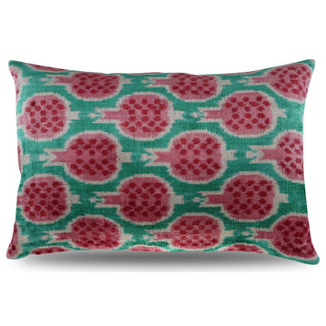 Canvello Pink Green Pomegranate Throw Pillow Down Feather Filled 16"x24"