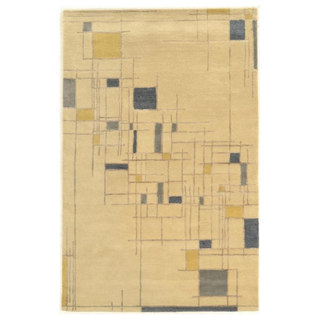 Linon Aspire Lazer Hand Tufted Wool 2'x3' Rug in Ivory