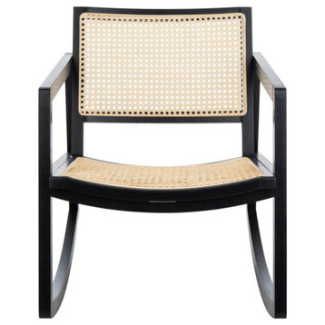 Ettore Rattan Rocking Chair, Black/Natural