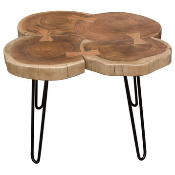 Joss Natural Acacia Live Edge Square Cocktail Table, Black Hairpin Legs