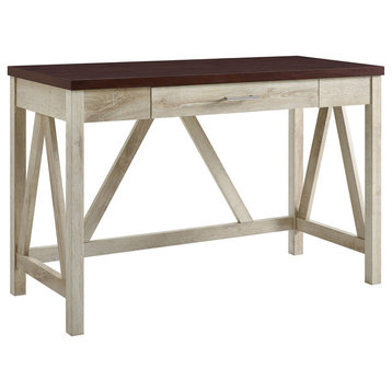 46" A-Frame Desk, White Oak Base/Brown Top