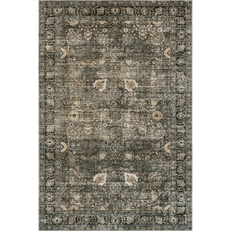 Bayberry Vintage Machine Washable Area Rug, Green Grey 6'