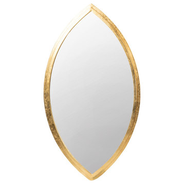 Oval Shape Metal Frame Wall Mirror, Gold