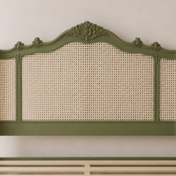 French Hand-Carved Cane Headboard | Handmade Bedroom Furniture