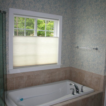 Simple Solutions in Window Treatments -Top Down Bottom Up shade in a bathroom