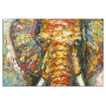 DDCG - "Wise Elephant" Canvas Wall Art, 36"x24" - Wild and beautiful, the Wise Elephant 30x30 Camvas Wall Art showcases one of Africa's most intelligent creatures. This piece comes on premium gallery wrapped canvas with durable constructuion and finished backing, making it easy simple and easy to hang in your home. The remarkable quality and  colorful design make this piece an ecclectic addition to your living room.