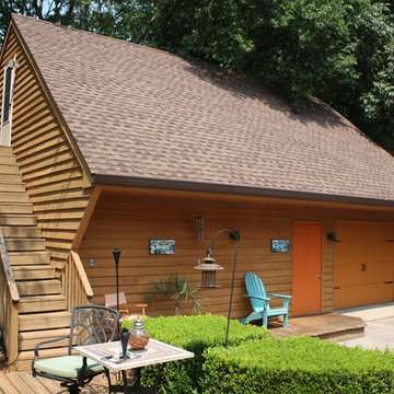 Three spaces in one detached garage.