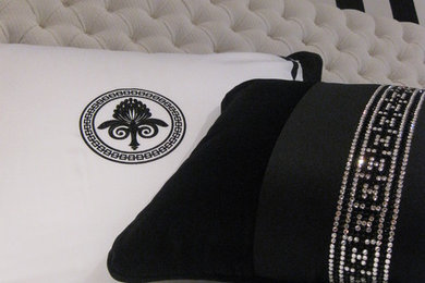 Palazzo embroidered pillow cases with swarovski crystal velvet cushion