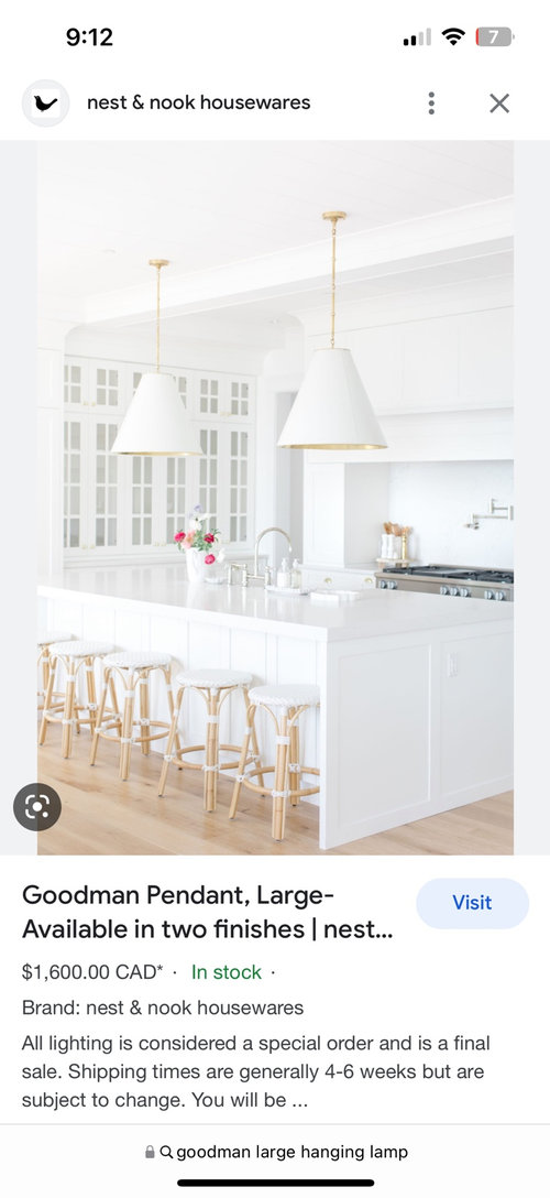 Pendants for 10ft island