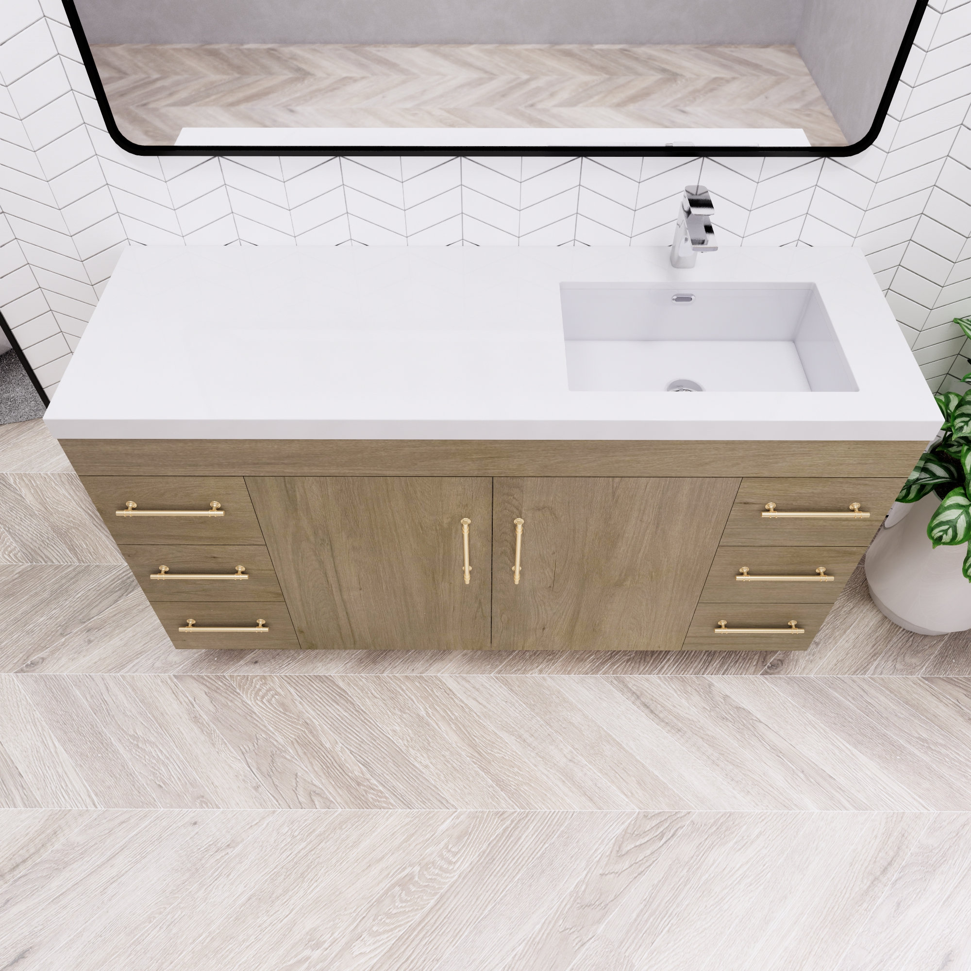 Rosa 60" Freestanding Vanity with Reinforced Acrylic Sinks (Right Side ...