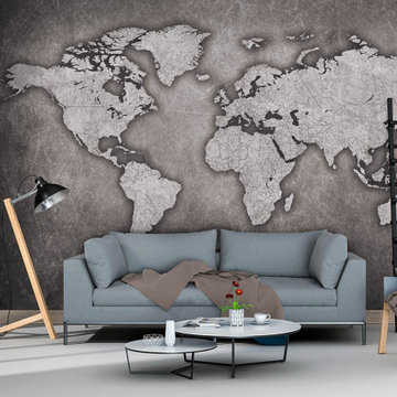 Фотообои Карта мира Лофт цемент