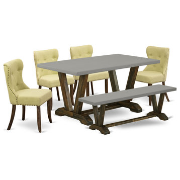 6-Piece Set, Limelight Seat and Chairs, Wooden Dining Bench and Top Table