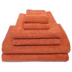 Contemporary Bath Towels 6-Piece Aragon Bamboo and Organic Cotton Bath Towel Set, Indian Paintbrush