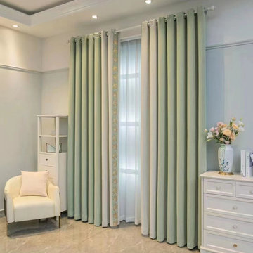 QYFL2302HA 2023 New Arrival Petrel Blue Grey Green Chenille Ready Made Curtains