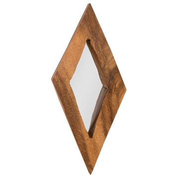 Diamond Chamcha Wood Mirror, Small, Natural
