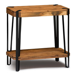 Bolton Furniture - Ryegate Natural Live Edge Solid Wood With Metal End Table, Natural - Side Tables And End Tables