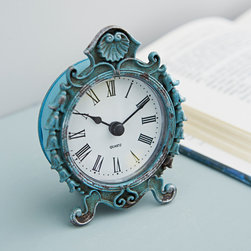 pretty blue vintage clock - Desk And Mantel Clocks