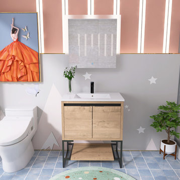 30" Bathroom Vanity With Sink, Single Sink Modern Bathroom Vanity