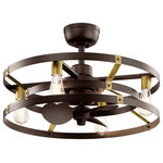 Kichler - Kichler 4-LT LED 13" Cavelli Fan 300040SNB - Satin Natural Bronze - Cavelli 13" fandelier in Satin Natural Bronze finish with Natural Brass accents makes a statement with its vintage industrial, two-tone style. This unique fandelier design delivers the best of both worlds with its beautiful exterior design on the outside and the benefit of a ceiling fan on the inside.