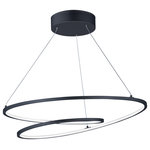 ET2 - ET2 Cycle 25" LED Pendant E21325-BK - Black - This playful design of a continuous channel spiraling from the canopy to create unique lighting sculptures. LED mounted inside the channel provides ample illumination with an indirect effect.