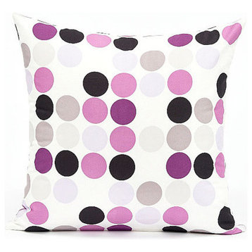 Purple And Lavender Polka Dot Throw Pillow Cover, 12"x20"