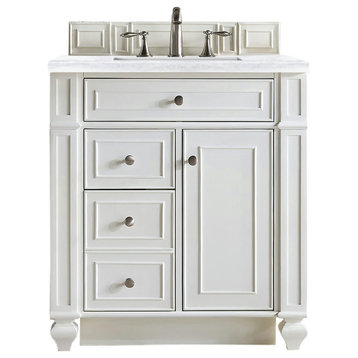 Bristol 30" Single Vanity, Bright White,, 3 Cm Arctic Fall Solid Surface Top