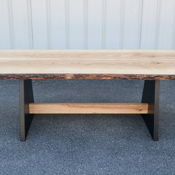 Live Edge Ash Table with Modern Style Base - Table Tops And Bases