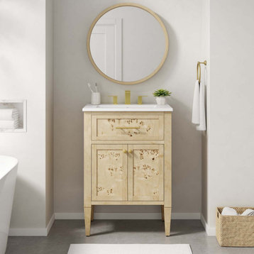 Elysian 24" Wood Bathroom Vanity, White Burl