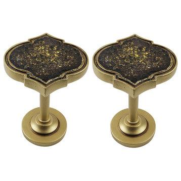 Set of 2 Moroccan Medallion Drapery Holdback, Gold & Mosaic Glass