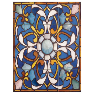 Tile Mural RARE CEILING PANEL stained glass Backsplash Four Inch Marble